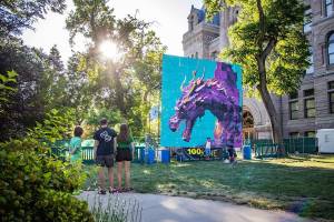 purple dragon mural