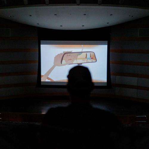 person sitting in theatre seat